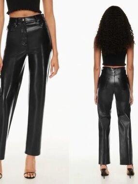 Aritzia Wilfred The Melina Super High-Rise Vegan Leather Pant Straight Black